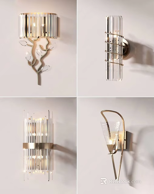 Modern Artistic Wall Lamps With Stylish Metal Frames And Glass Shade Accents 3d model 