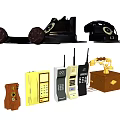 Vintage Mobile Devices And Retro Telephone Models Tech Collection 3d model