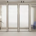 Modern Textured Glass Room Dividers With White Frames In Interior Space 3d model
