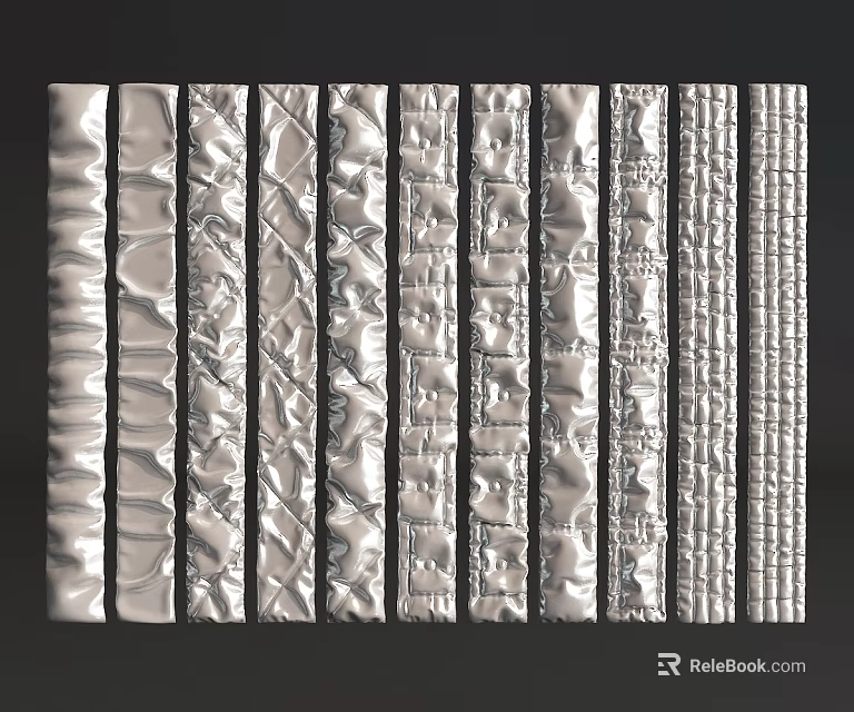 Upholstered Wall Panels With Various Textures And Decorative Seam Patterns 3d model 