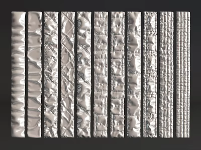 Upholstered Wall Panels With Various Textures And Decorative Seam Patterns 3d model