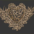 Golden Heart Shaped Intricate Lacy Design Decorative Bonsai Plant with Artistic Appeal