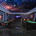 Elegant KTV Interior With Starry Sky Ceiling And Dining Tables Chairs 3d model