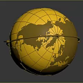 Golden Globe Decorative Piece With Red Stand And Detailed World Map