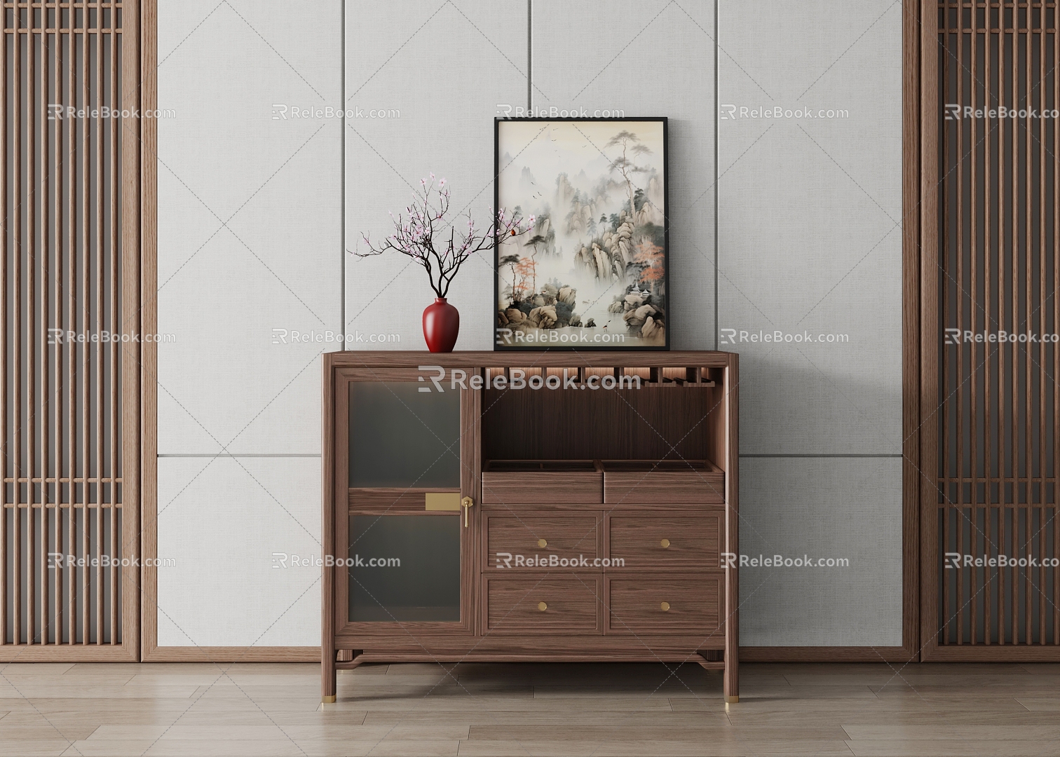 New Chinese Style Sideboard Sideboard Sideboard Decorative Cabinet Entrance Cabinet Storage Cabinet model