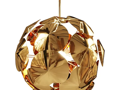 Modern Golden Chandelier With Geometric Hollow Cut Metallic Spherical Shiny Design 3d model