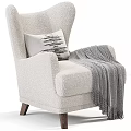 Modern Upholstered Sofa and Coffee Table Set with Armchair Ottoman Decorative Pillows and Throw Blanket