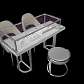 Modern Manicure Table With Transparent Glass Top Drawers Chairs And Stool