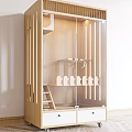 Wooden Cat Furniture Open Structure With Ladder Small Fence And Storage Drawers