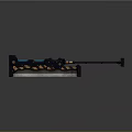 Futuristic Weapon With Glowing Blue Light And Mechanical Black Orange Design