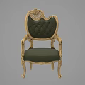 Luxurious Leisure Chair with Gold Carved Frame and Green Tufted Upholstery