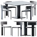 Modern Minimalist Dining Table Set With Matching Chairs And Sleek Metal Frame 3d model