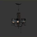 Vintage Metal Chandelier With Decorative Chains And Multiple Glass Candle Holders