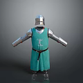 Detailed Medieval Knight Costume With Metallic Armor Green Tunic And Belt