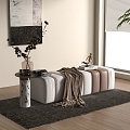 Modern Sofa Stool Sofa Chair Imperial Concubine Stool Bed End Stool Corner Chandelier Carpet 3d model