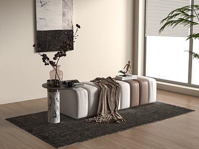 Modern Sofa Stool Sofa Chair Imperial Concubine Stool Bed End Stool Corner Chandelier Carpet 3d model