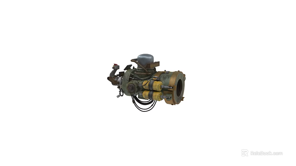 Vintage Mechanical Weapon With Metal Components Wiring And Structural Details 3d model 