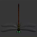 Dragonfly With Red And Green Body Green Eyes And Gray Wings On Gray Background
