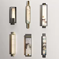 Various Modern Wall Lamps with Artistic Patterns and Metallic Frames for Home 3d model