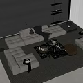 Modern Living Room Sofa And Coffee Table Set With Marble Top And Fabric Upholstery