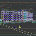 Red Brick Office Building With Multiple Windows Front Plaza Green Plants And Blue Sky