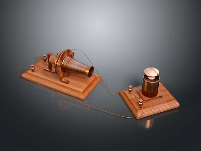 Vintage Scientific Experiment Equipment With Wooden Bases And Connected Wires 3d model