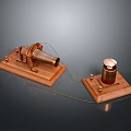 Vintage Scientific Experiment Equipment With Wooden Bases And Connected Wires