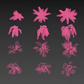 Various Types Of Green Plants With Different Leaf Shapes Display On White Background