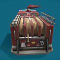 Red Fire Truck With Emergency Lights Ladder And Emblem Design
