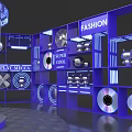 Fashion Themed Display Area With Circular Structure Spheres And Lighting Elements 3d model