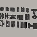 Assorted Metal Hinges And Connectors With Different Designs And Sizes 3d model
