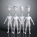 Human Sculptures Carving With Multiple White Heads And Full Body Figures