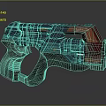 Futuristic Magnus DX5 Custom Pistol With Blue Red Black Design And Glowing Elements