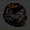 Natural Wood And Stone Spherical Decor With Textured Dark Exterior And Orange Center