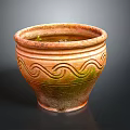 Handcrafted Ceramic Pottery With Intricate Wave Pattern Sculpture Carving And Textured Surface