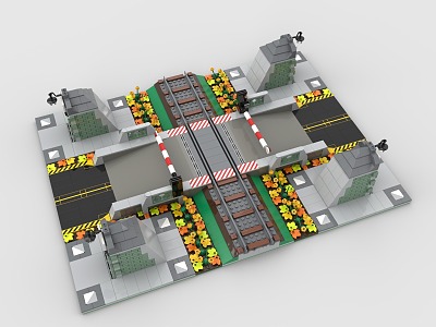 LEGO Toy Building Blocks Crossroads Gate Crossroads Railway 3d model