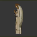 Detailed Angel Statue With Extended Wings And Flowing Robe Standing In Prayer