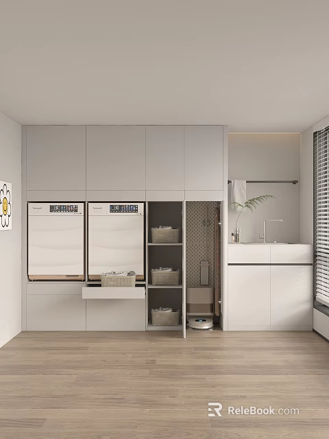 Modern Open Kitchen Interior Design With Island Counter And Bright Lighting 3d model 