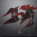 Red Sci Fi Aerospace Spaceship With Aerodynamic Wings And Metallic Structure