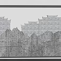 Traditional Chinese Background Wall Design With Illuminated Mountain And Architectural Patterns