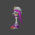 Cartoon Character With Purple Fur White Purple Outfit Yellow Goggles And Red Shoes
