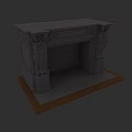 Classic Stone Fireplace Interior With Carved Details And Wooden Base