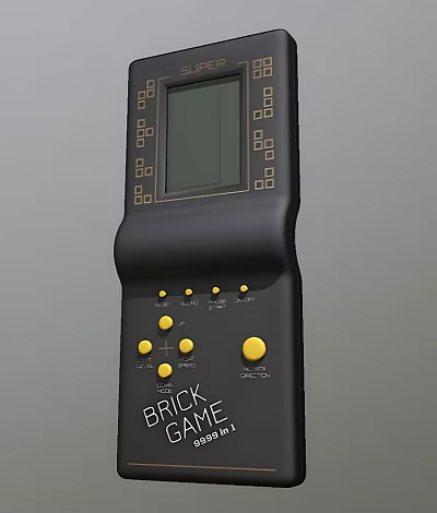 Brick Game Handheld Entertainment Electronics With Classic Gaming Screen And Yellow Buttons 3d model