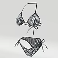 Black Lace Bikini Swimsuit with Delicate Tie Details and Triangle Cut Design
