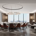 Luxurious Private Room Interior With Round Table Chairs And Chandelier 3d model