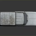 Old Silver Vintage Van With Flat Roof And Rusty Body Details