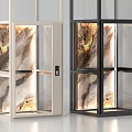 Modern Glass Elevator with Illuminated Marble Interior and Stylish Design 3d model