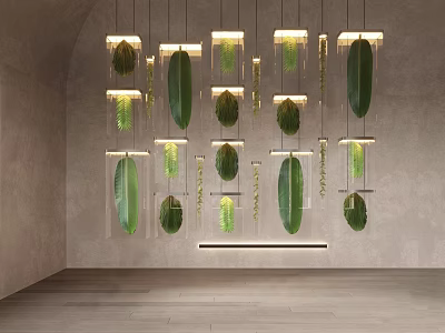 Modern chandelier green plant glass chandelier 3d model