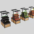 Multi tiered Fruit Display Shelves with Black Tops and Wooden Bases for Supermarket Fresh Produce