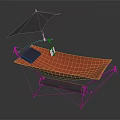 Outdoor Hammock Furniture with Orange Fabric Black Stand and Canopy Cushion